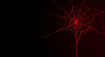 Intricate Red Spiderweb on Black Background Halloween Gothic Nature Texture