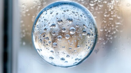 Poster - A close up of water droplets on a window