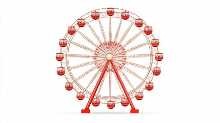 Colorful Amusement Park Ferris Wheel in Carnival Flat Design Vector Illustration