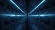 © IbragimovN - Futuristic neon tunnel with blue light streaks and infinite perspective