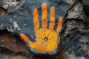 Wall Mural - a hand-painted design featuring a spider is depicted on a rock