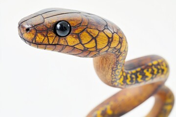 Poster - A close-up image of a snake on a white background, perfect for highlighting the texture and patterns of the reptile's skin