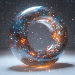 Wall Mural - Cosmic torus, glittering, reflective, galaxy within.