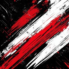 Wall Mural - Dynamic red and white grunge brush strokes create an energetic pattern against a bold black background, perfect for sporty themes and artistic projects, ideal for graphic enthusiasts and designers