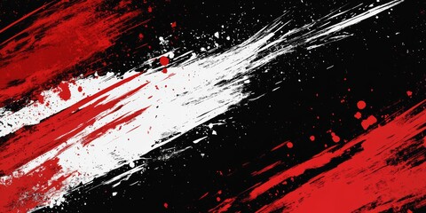 Wall Mural - dynamic brush strokes in red and white create a vibrant energetic grunge pattern that contrasts bold