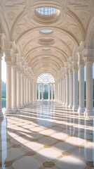 Wall Mural - Neoclassical hallway with stunning golden columns high resolution image