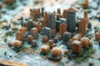 © Ева Поликарпова - A small-scale model of a city with various buildings and structures, ideal for use in architecture or urban planning contexts