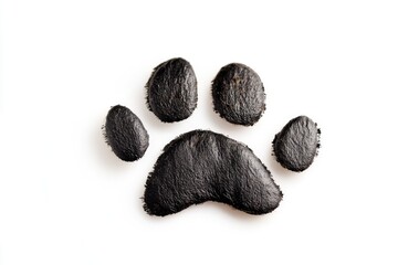 Wall Mural - a unique design made from black powder on a white background, featuring a paw print shape