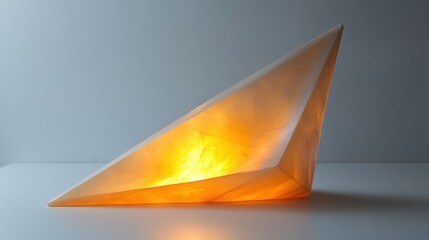 Wall Mural - Illuminated alabaster sculpture; geometric, warm light.