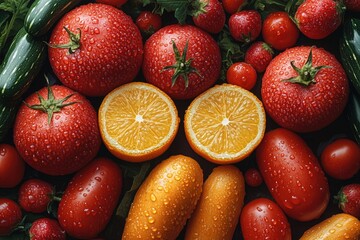 Sticker - Fresh fruits and vegetables arranged in a bouquet