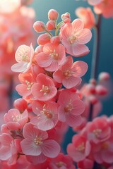 Sticker - A detailed view of a group of pink flowers, ideal for decorative or editorial use