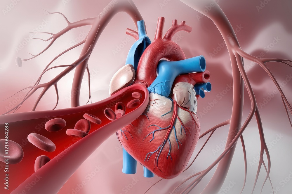 Human Heart Anatomy: 3D Model of Cardiovascular System with Blood ...