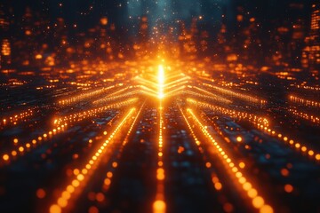 Wall Mural - a single beam of light shines brightly against a dark backdrop, creating a striking visual contrast