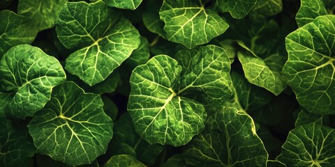 Wall Mural - A close-up shot of a bunch of green leaves