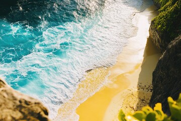 Wall Mural - a scenic view of the ocean from a cliff, ideal for use in travel or nature-related projects