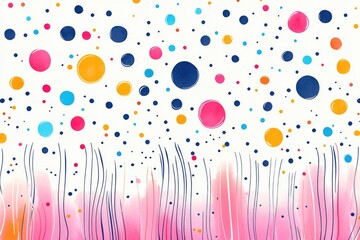 Wall Mural - Abstract art piece featuring colorful dots and lines on a white background, great for decorative or design purposes