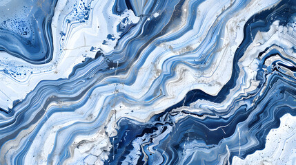 Wall Mural - marble rock texture with blue ink pattern, generative ai