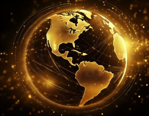 Wall Mural - beautiful golden digital image of the earth
