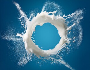 Wall Mural - abstract white foam splash with central opening against a light blue background