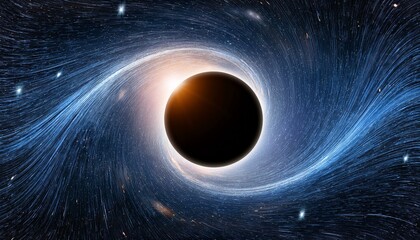 Wall Mural - black hole over star field in outer space abstract space wallpaper with form of letter o and sparks 