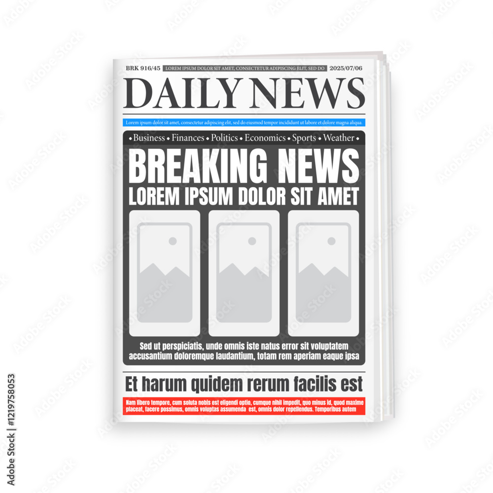 Newspaper template. Daily newspaper journal design template with ...