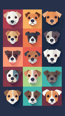 Wall Mural - minimalist dog icon set in flat vector design for graphic resources