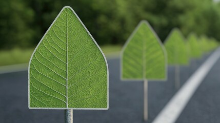 Innovative eco-friendly road signs digital art for urban nature awareness and outdoor viewpoints