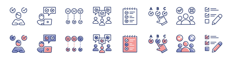 Leinwandbilder - online survey icon line set business feedback questionnaire select checklist option review multiple choice vector opinion poll task evaluation signs illustration for web and app