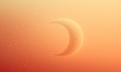 Wall Mural - Crescent moon, orange sky, scattered stars.