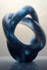 Wall Mural - Cosmic torus sculpture, dark blue, glittering.