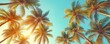 © Vadym - Tropical beach panorama at sunset. Many palm trees stand tall against vibrant blue sky. Sunbeams shine through leaves. Calm, peaceful. Ideal for travel destinations relaxation purposes. Perfect for