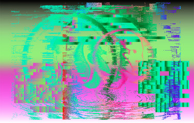 Aufkleber - Abstract background with glitch art artifacts. Vector texture for futuristic poster or presentation backdrop.