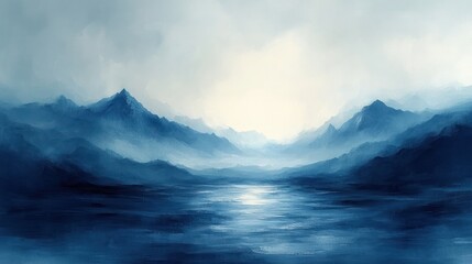  Abstract Gradient Background in Blue and White Soft Air Wave Cloudy Texture