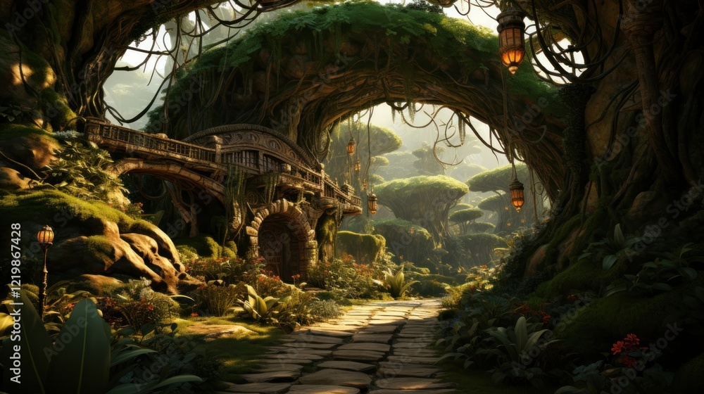 Enchanted Forest Path: A Journey Through Lush Greenery and Ancient ...