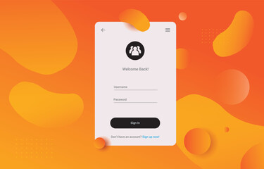 Wall Mural - login and sign in forms. orange gradient fluid. registration and sign in forms page.
