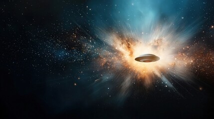 Wall Mural - UFO Encounter in a Cosmic Explosion Scene