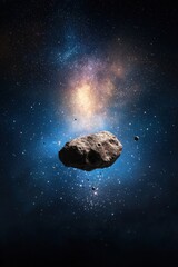 Wall Mural - Asteroid in Space with Starry Background