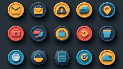 Collection of Colorful Neumorphic App Icons