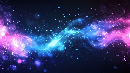 Wall Mural - a blue and pink wave of light with many small dots