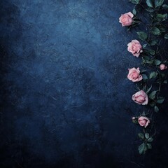 pink roses on dark blue textured background. (1)