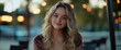 © Design By Reiga - Blonde woman smiling outdoors, evening lights.  Website, blog use