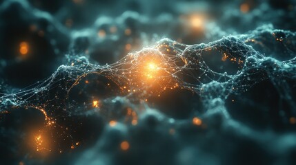 Abstract Network: Glowing Nodes and Connections