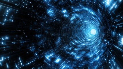 Wall Mural - a blue tunnel with a bright light shining through it