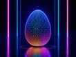© Zilvinas - A vibrant, futuristic Easter egg with neon lights and geometric patterns on a dark background.