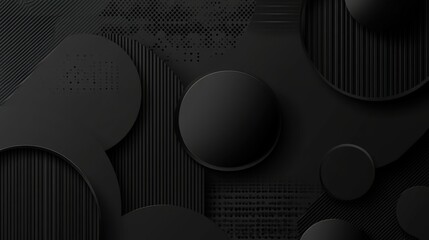 Wall Mural - a black background with a series of circles and squares