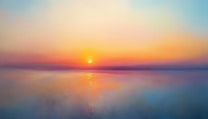 Aufkleber - Soft Dreamy Landscape Painting Blurred Sunset Pastel Colors Impressionist Style