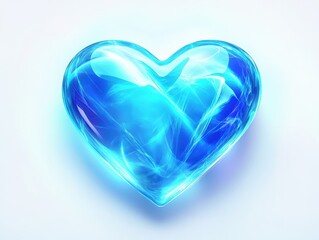 Wall Mural - transparent blue heart shape with swirling light illumination