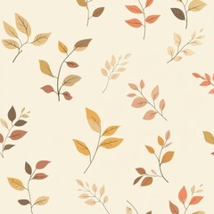 Poster - Elegant Autumn Foliage Botanical Pattern Decorative Background