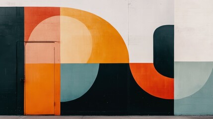 Wall Mural - minimalist outdoor mural with soft gradient patterns