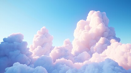 Wall Mural - Fluffy clouds in a blue sky, low angle view, for use in backgrounds, covers
